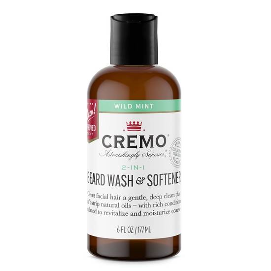 Cremo 2-in-1 Beard Wash & Softener, Wild Mint, 6 OZ