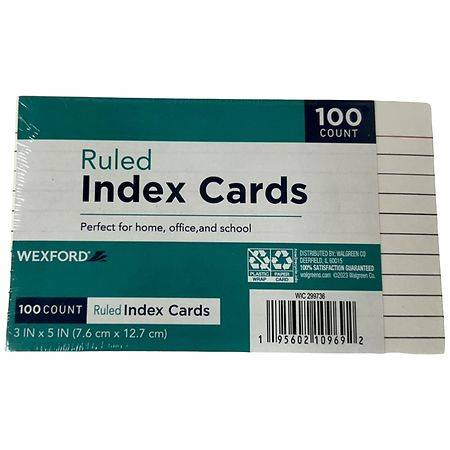 Wexford Ruled Index Cards 3X5 - 100.0 ea