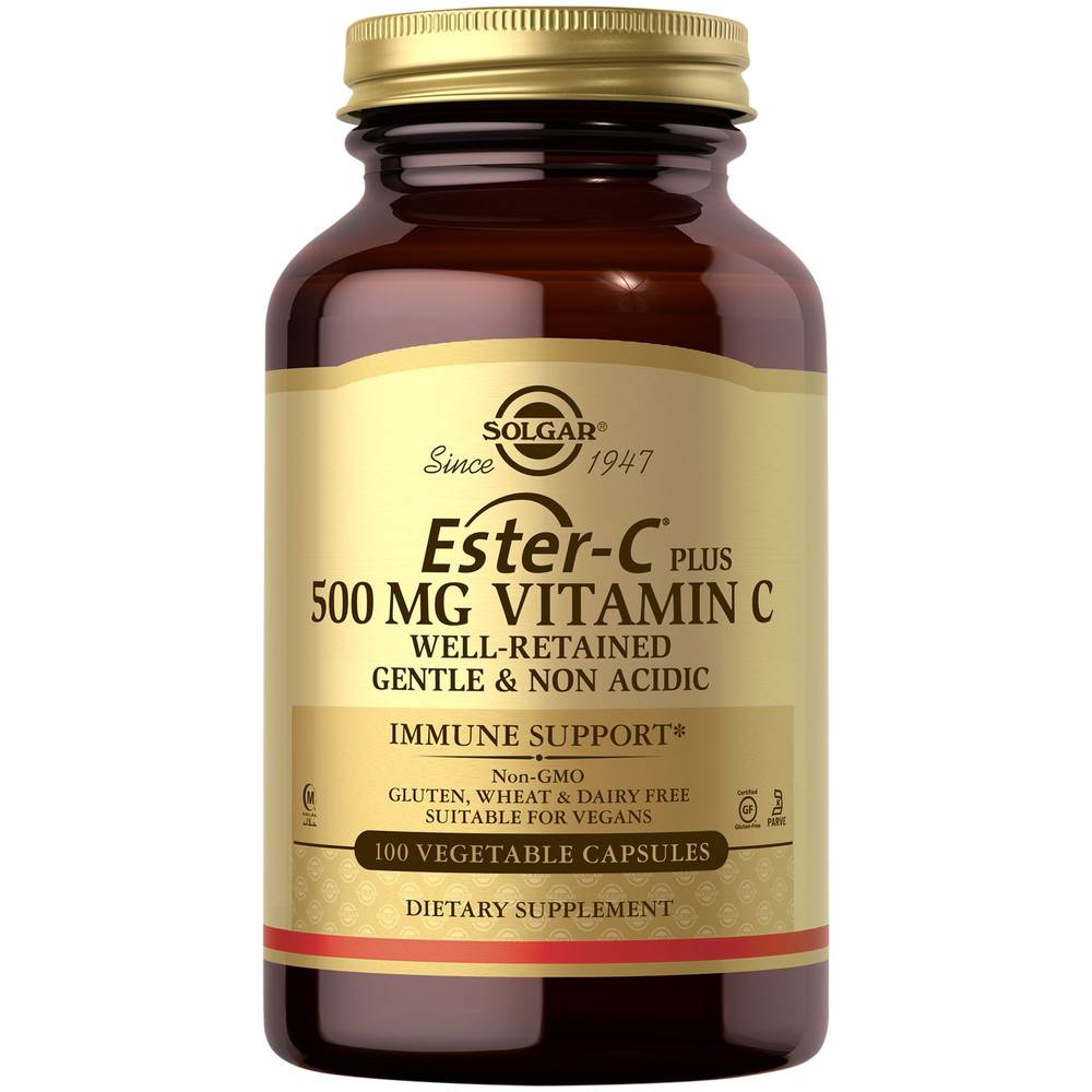 Ester C Plus Vitamin C - Gentle & Non-Acidic - 500 Mg (100 Vegetarian Capsules)