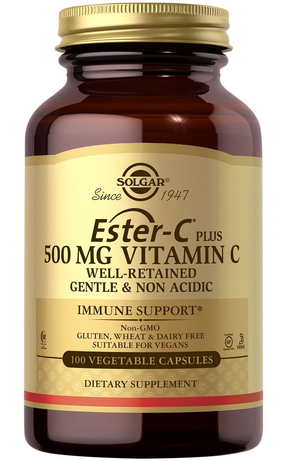 Ester C Plus Vitamin C - Gentle & Non-Acidic - 500 Mg (100 Vegetarian Capsules)