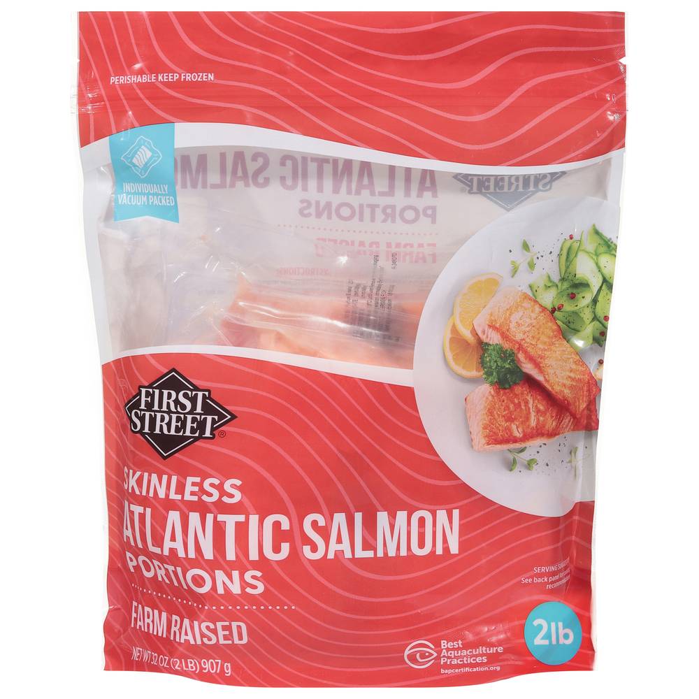 First Street Skinless Atlantic Salmon Portions (32 oz)