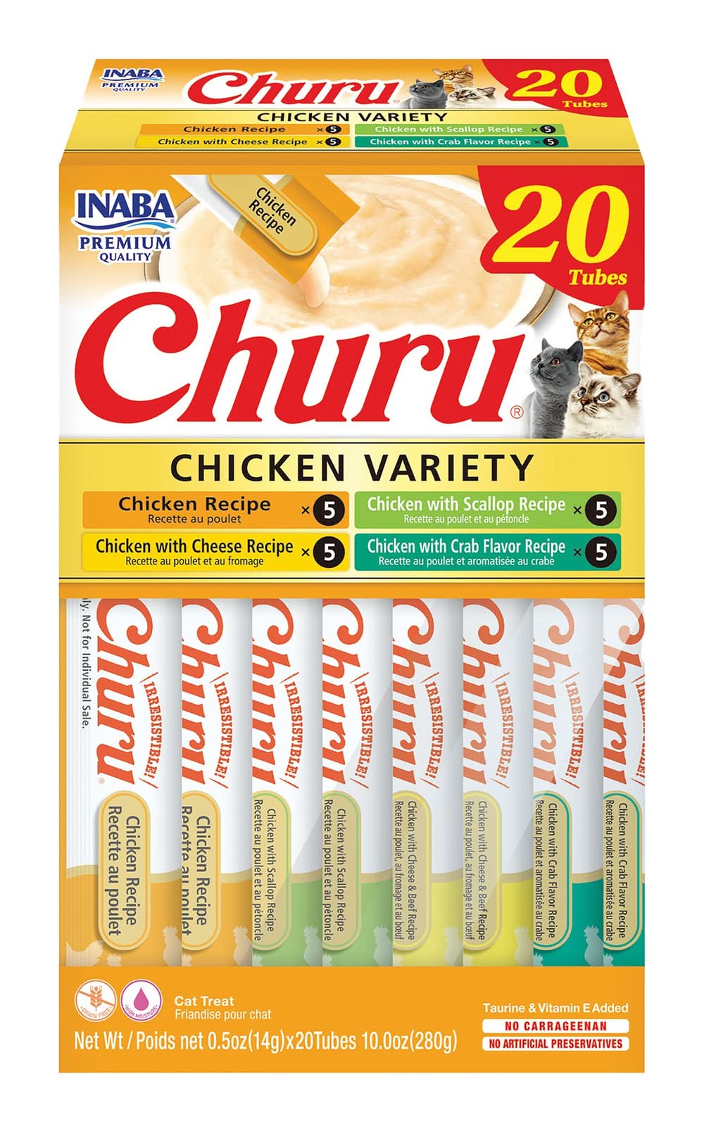 Inaba Churu Purees Variety Pack Lickable Cat Treats - Chicken, Grain Free (Flavor: Chicken)