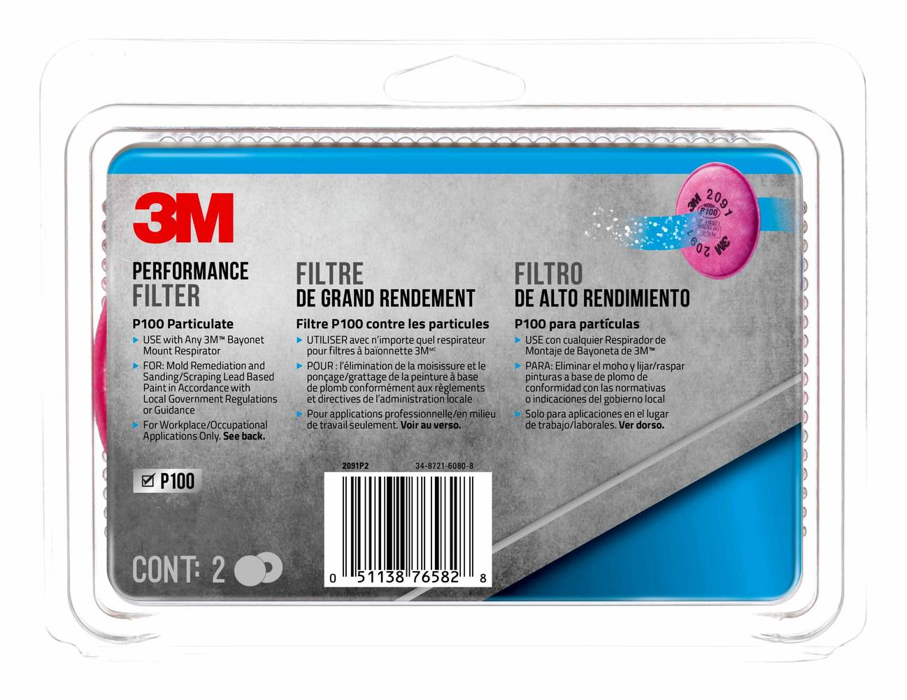 3M 2-Pack Pink Disposable P100 Sanding Cartridge/Filter | R-2091