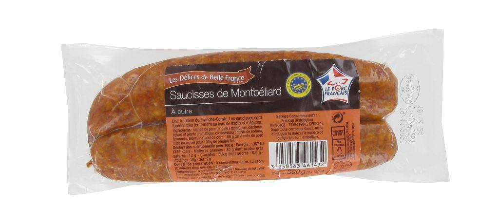 Saucisse de montbeliard igp x 2 dbf film 300 g