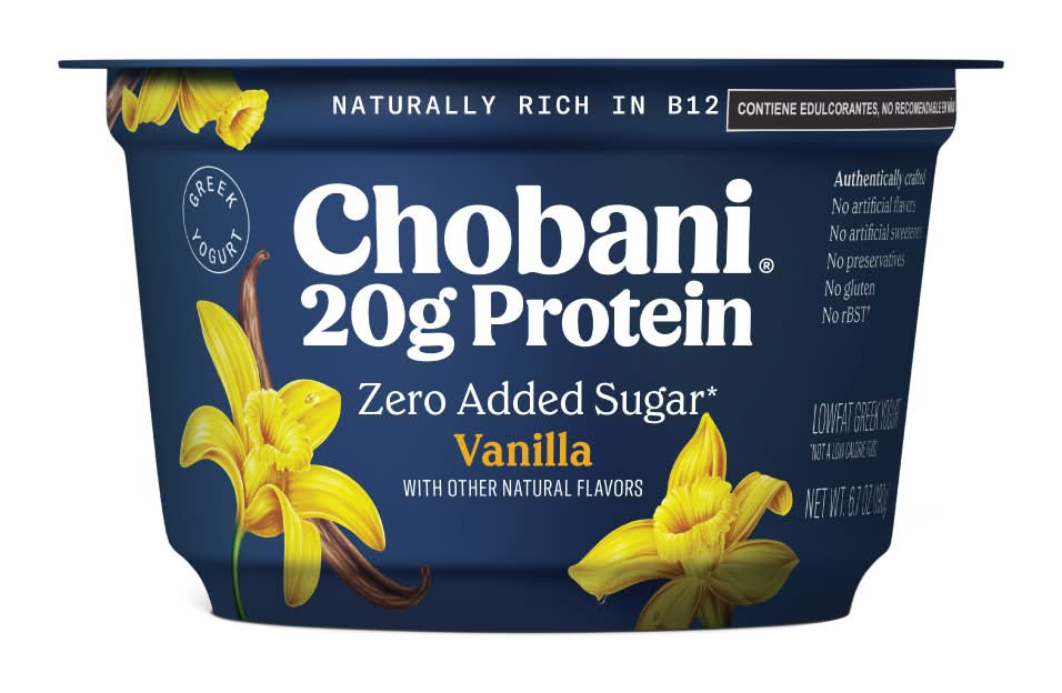 Chobani · Yogurt griego con 20 g de proteína cero azúcar, vainilla (190 ml)