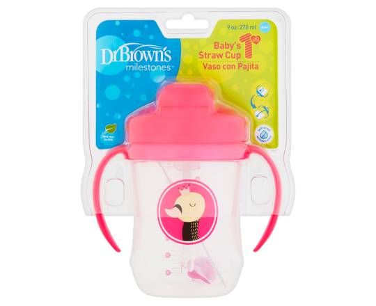 Dr Brown's Baby's Milestones 1st Straw Cup, 6 M+, Red-Clear