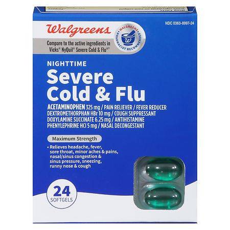 Walgreens Nighttime Severe Cold & Flu Relief Softgels (24 ct)