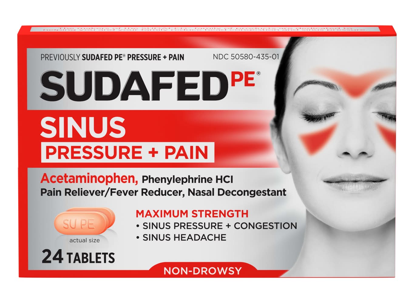 Sudafed PE Sinus Pressure + Pain Relief Maximum Strength Tablets (24 ct)