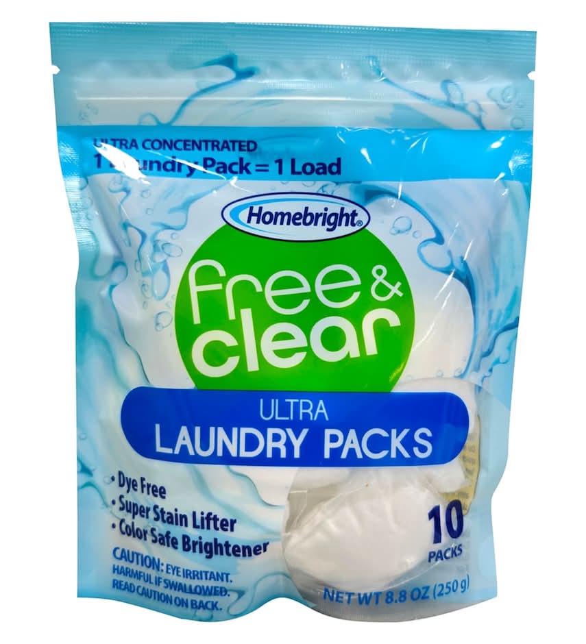 Homebright Free & Clear Ultra Laundry Detergent packs (8.8 oz, 10 ct)