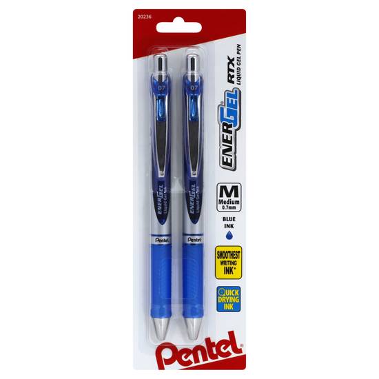 Pentel Energel Rtx Blue Medium Liquid Gel Pen (2 pens)