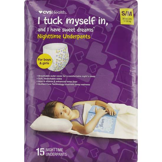 CVS Health Nighttime Underpants, S/M, 15 CT