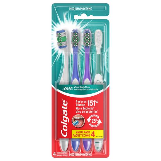 Colgate 360 Toothbrush - Medium, 4 ct