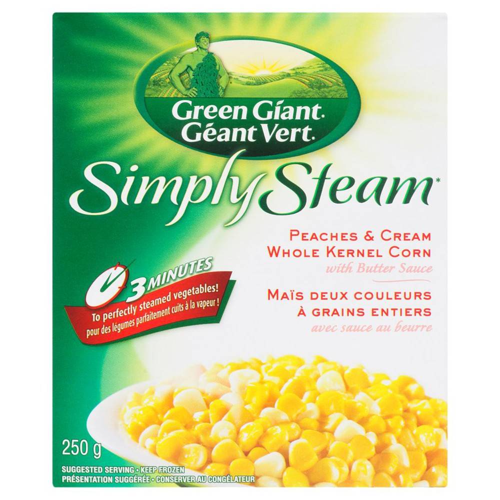 Green Giant Simply Steam Peaches & Cream Whole Kernel Corn With Butter Sauce (250 g)