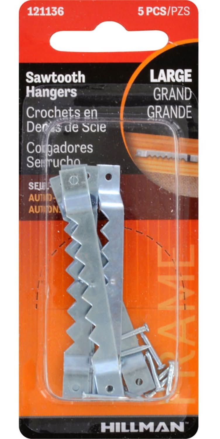 Hillman Zinc Silver Large Sawtooth Hanger 1 Pk