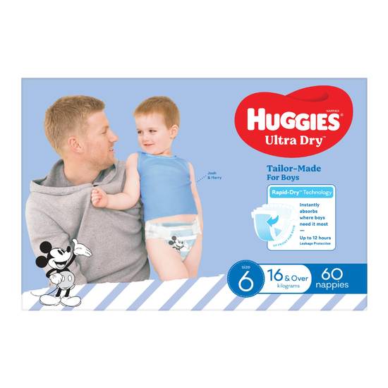 Huggies Ultra Dry Nappies Boys Size 6 (16+kg) (60 pack)