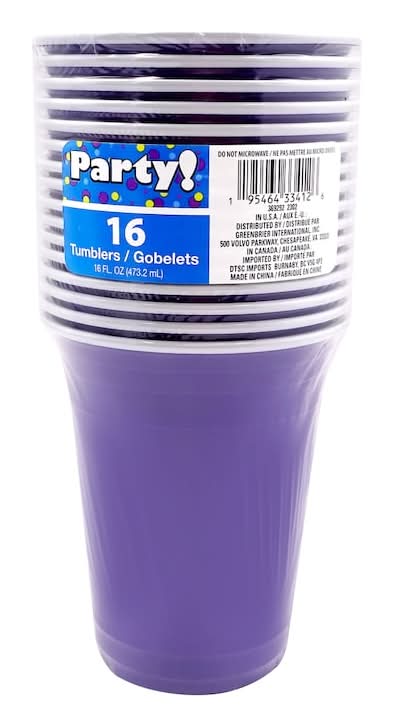 Party! Paper Tumbrels 16oz, Purple (16 ct)