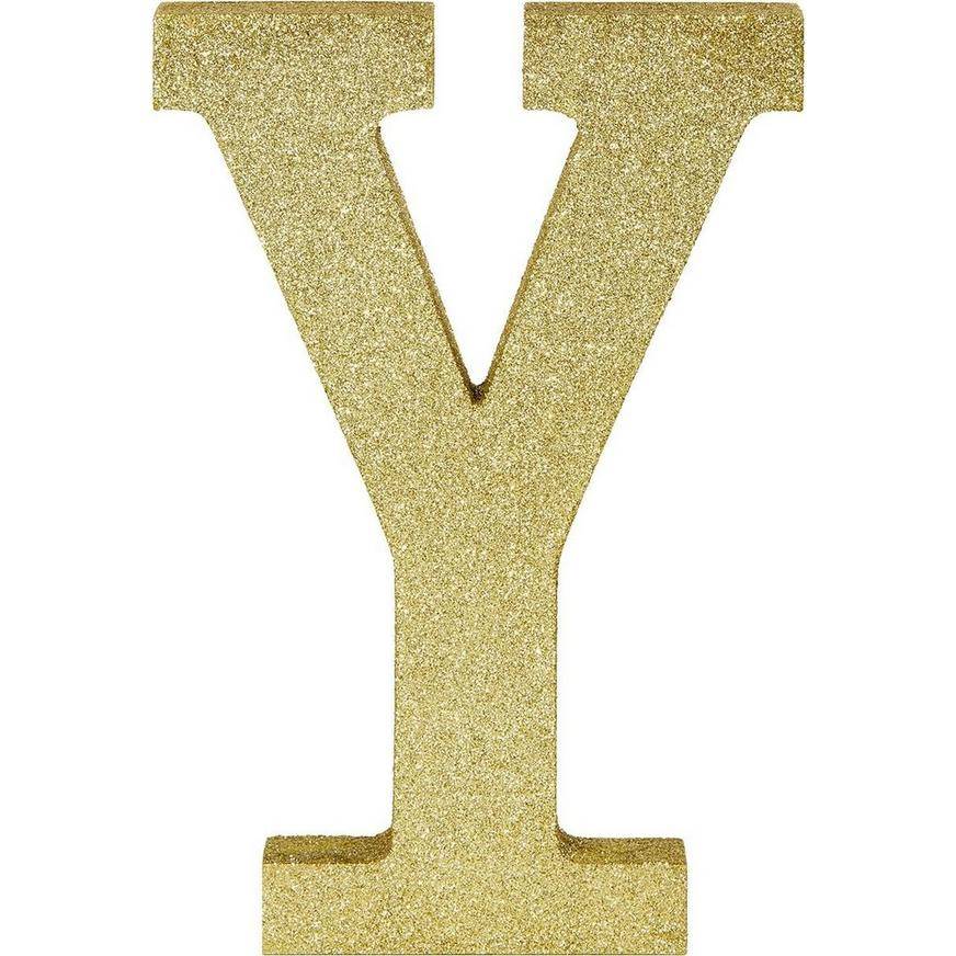 Glitter Gold Letter Y Sign