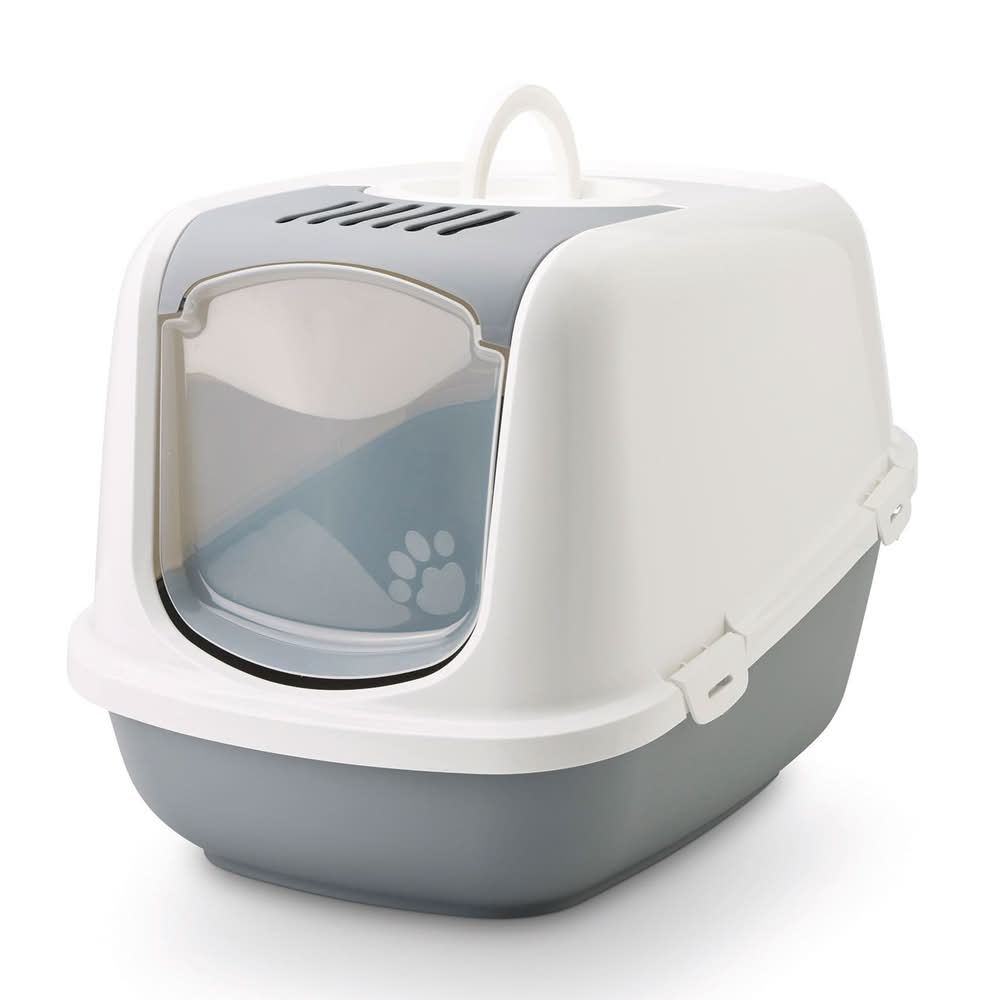 Savic Nestor Grey & White Hooded Litter Box, Large