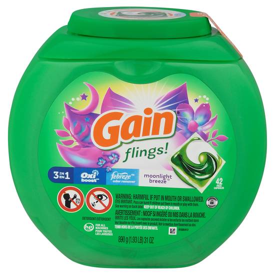 Gain Flings 3 in 1 Moonlight Breeze Detergent (42 ct)
