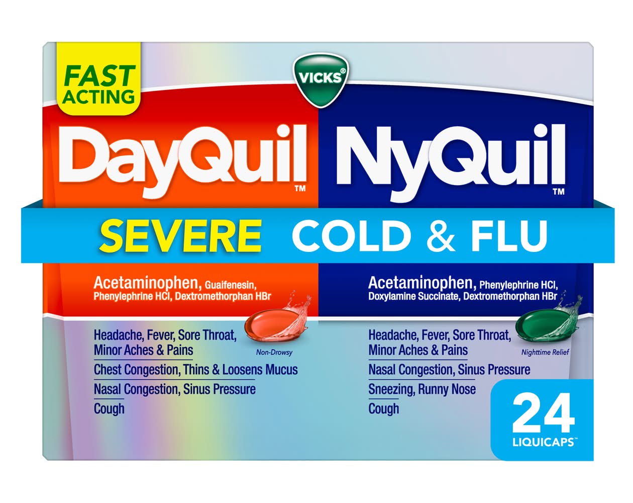 Vicks Dayquil & Nyquil Severe Cold & Flu Liquicaps (24 ct)