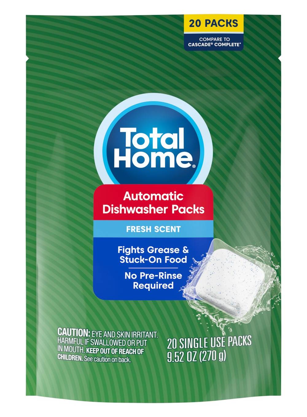 Total Home Automatic Dish Detergent Packs, Fresh Scent, 20 Ct