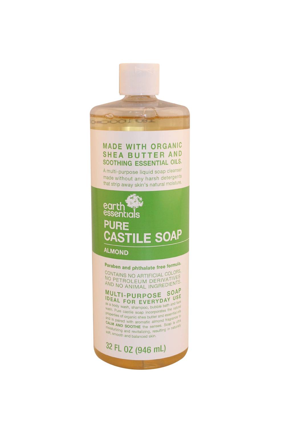 Earth'S Essentials Castile Soap Almond, 32 Oz