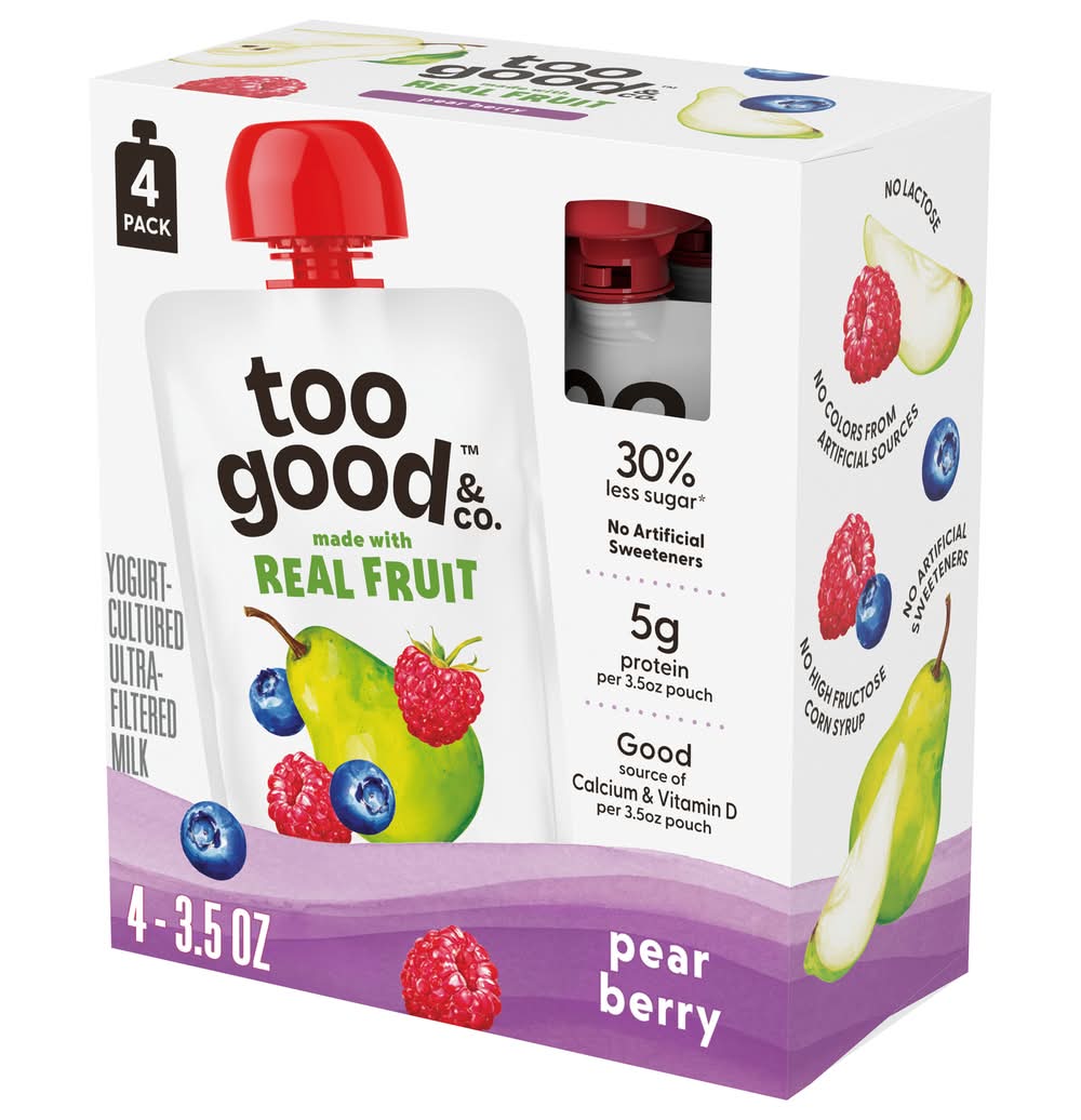 Too Good & Co. Kids Pear Berry Yogurt Pouch (4 x 3.5 oz)