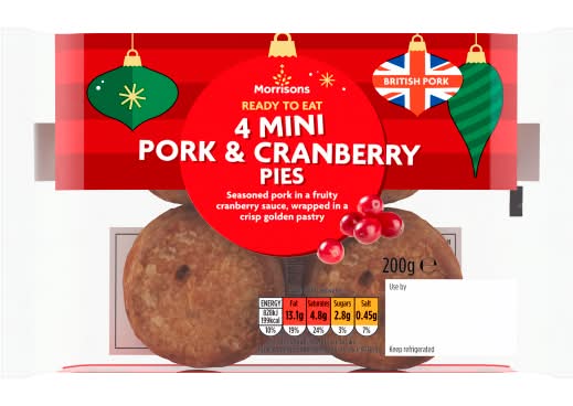 Morrisons Pork & Cranberry, Mini Pies (4 pack)