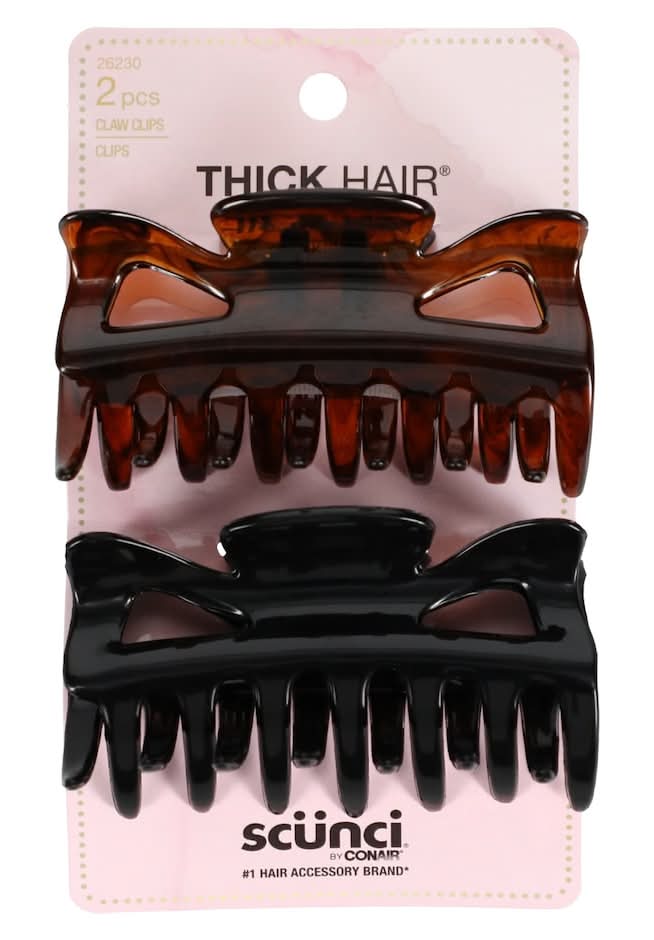 Scunci Thick Hair Claw Clips (2 ct)
