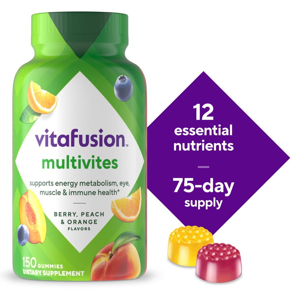 Vitafusion Multivites Natural Gummies, Berry - Peach - Orange (1 lbs, 150 ct)