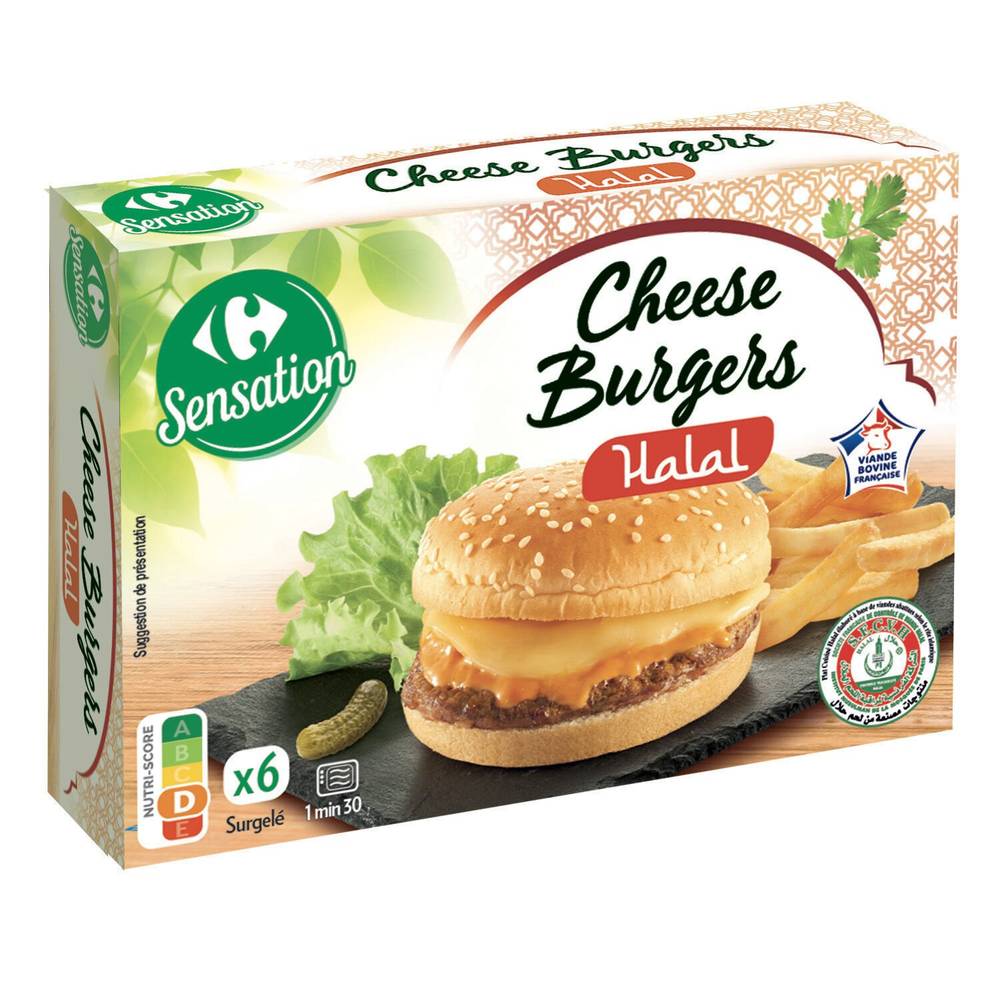 Carrefour Classic' - Halal cheeseburgers (6 pièces)