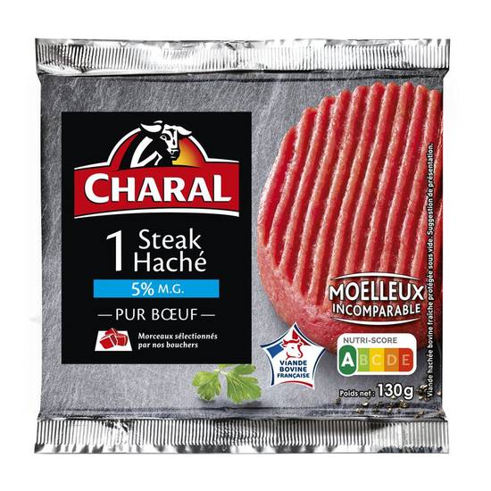 Steak haché pur bœuf 5% matières grasses Charal 130g
