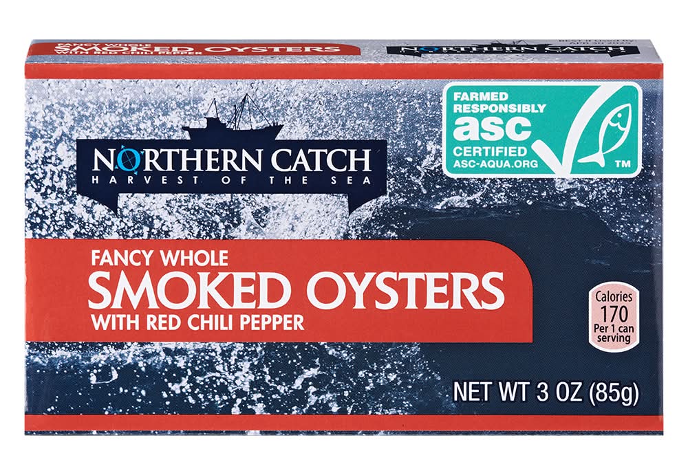 Northern Catch Fancy Whole Smoked Oysters, Red Chili Pepper (3 oz)