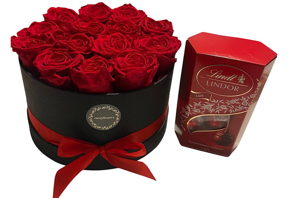 Box LINDOR lait et vrai roses éternelles