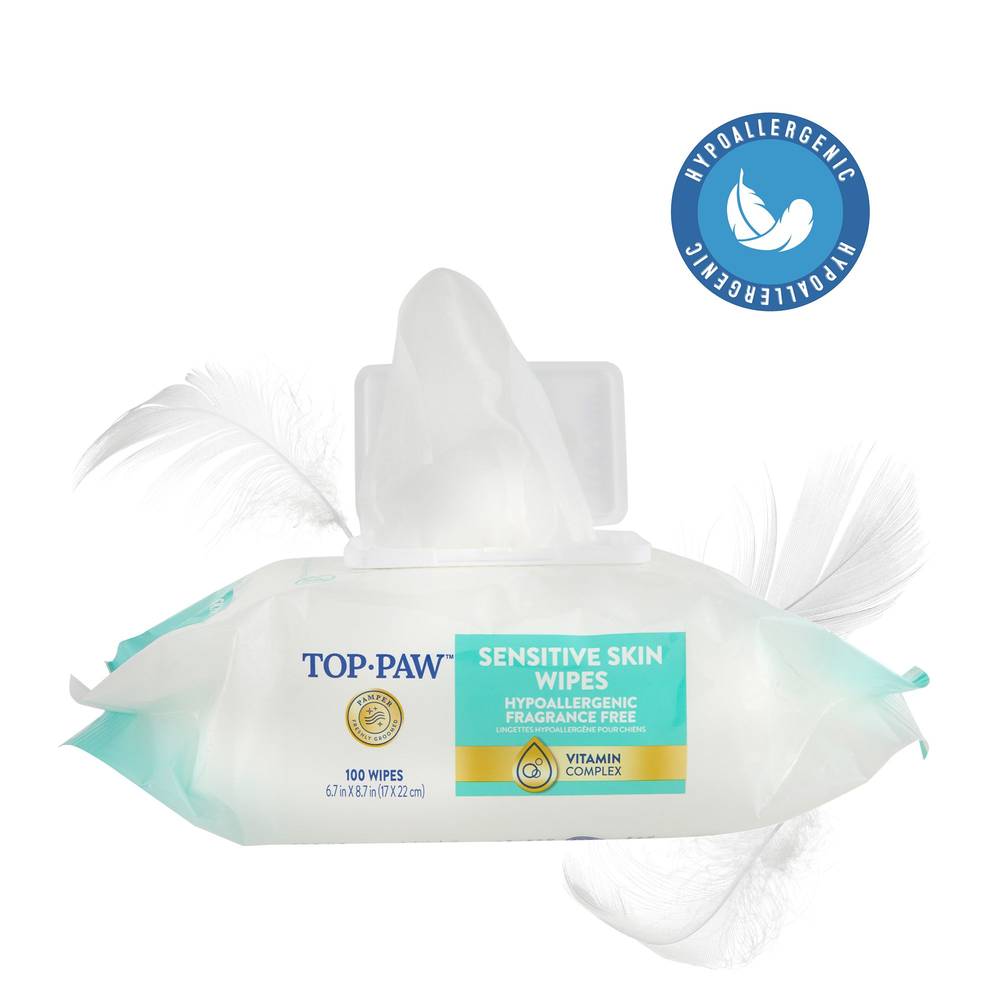 Top Paw® Sensitive Skin Hypoallergenic & Fragrance Free Wipes (Size: 100 Count)