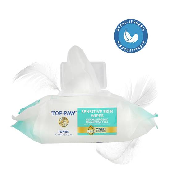 Top Paw Sensitive Skin Hypoallergenic and Fragrance Free Dog Wipes (6.7 in x 8.7 in)