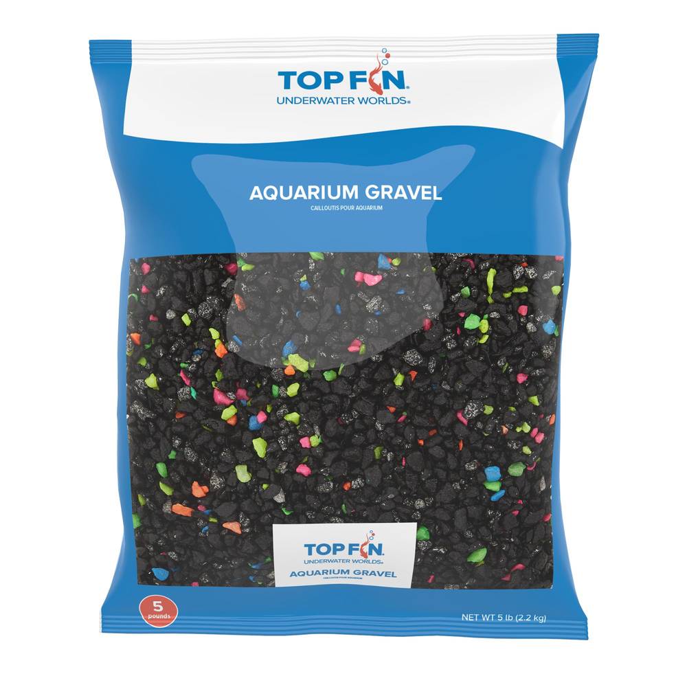 Top Fin Premium Aquarium Gravel, Black-Neon (5 lbs)