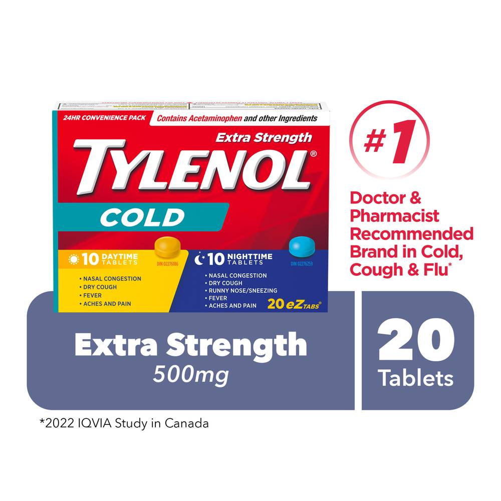 Tylenol Extra Strength Cold Daytime Nighttime Relief (20 ct)