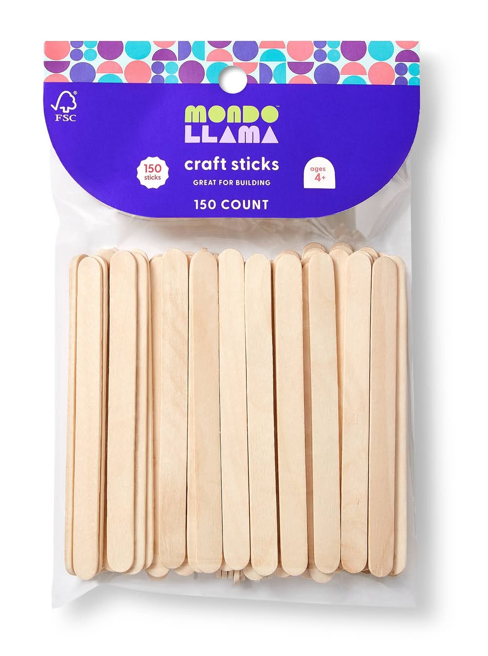 Mondo Llama Natural Craft Sticks (150 ct)