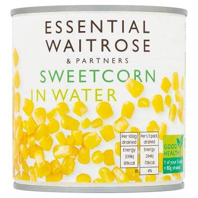 Essential Waitrose & Partners Sweetcorn in Water (326g)