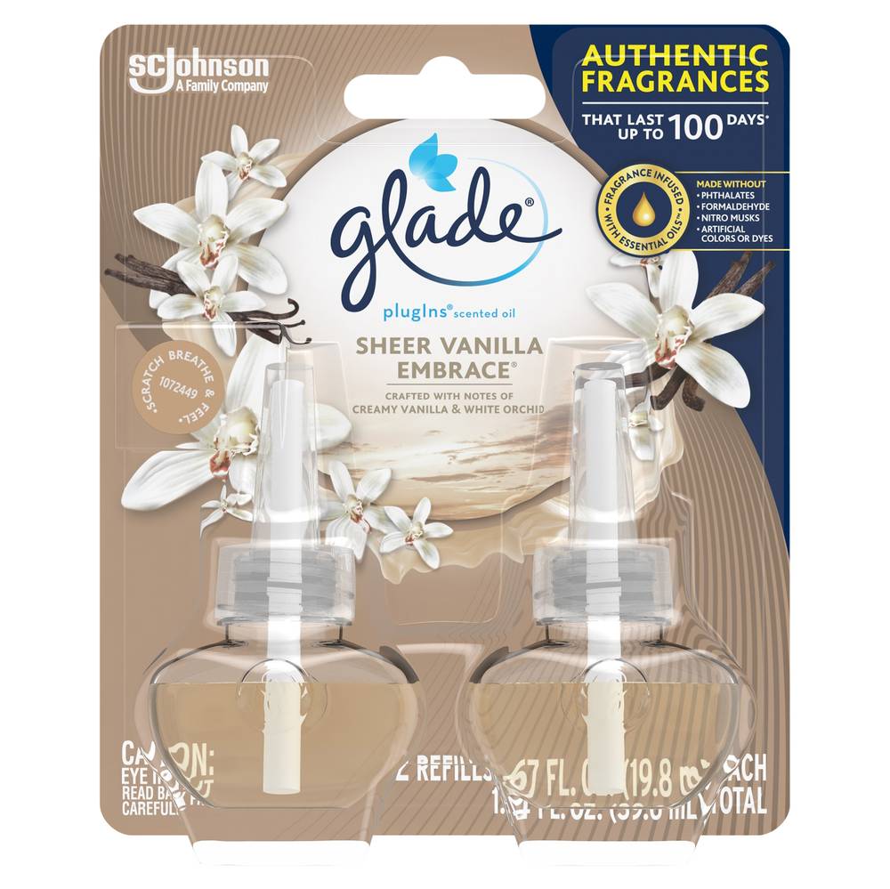 Glade Plugins Scented Oil Refills, Sheer Vanilla (0.67 fl oz, 2 ct)