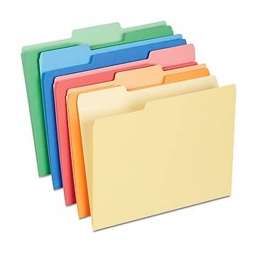 Staples File Folders, Letter Size, 1/3‑Cut Tabs, Assorted Positions, Assorted Colors, 50/Pack