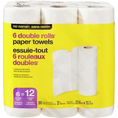 No Name Lot De 6Rouleaux Doubles D’Essuie-Tout / Double Rolls Paper Towels 6 Pack 6.0 EA