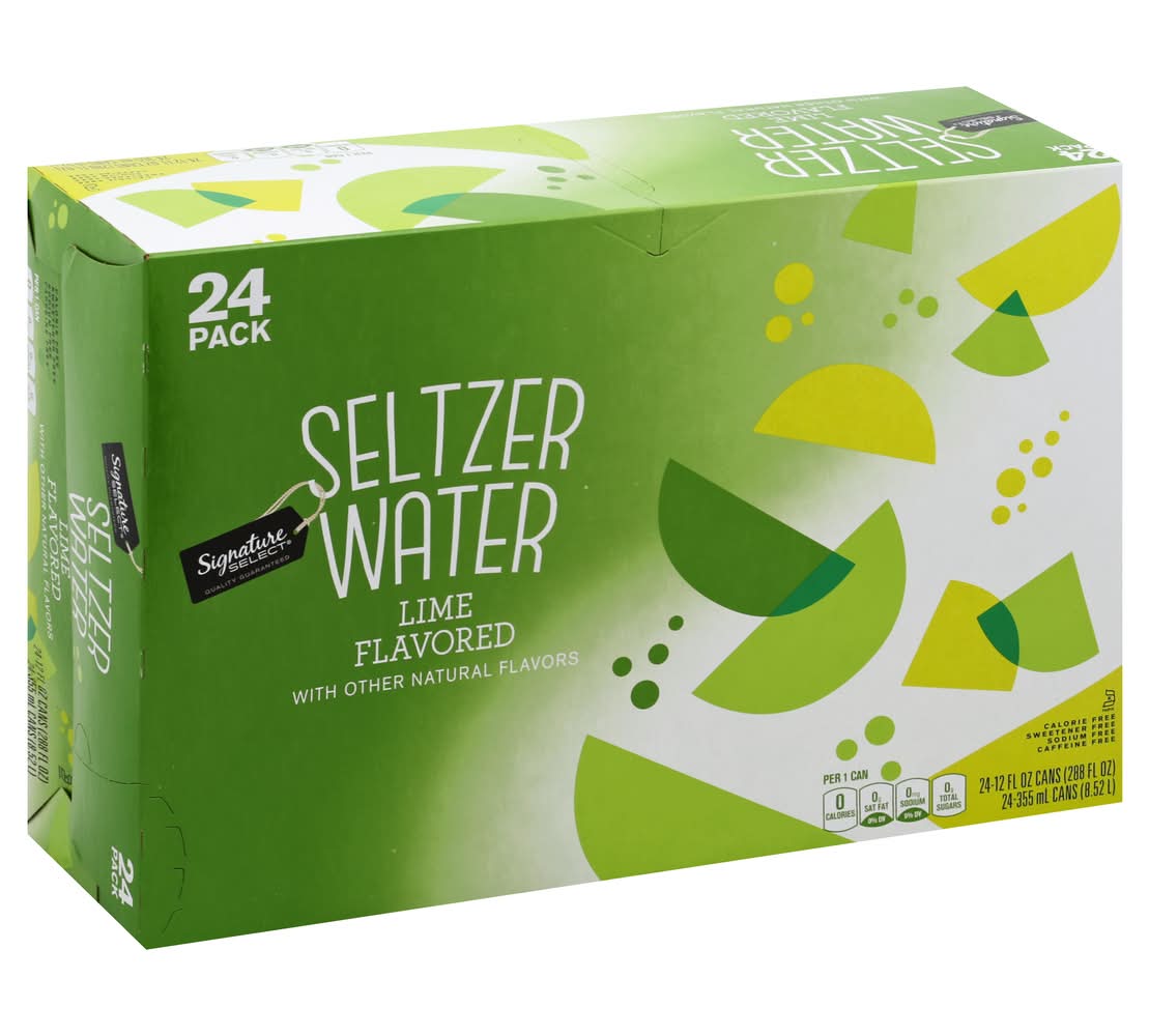 Signature Select Seltzer Water, Lime (24 x 12 fl oz)