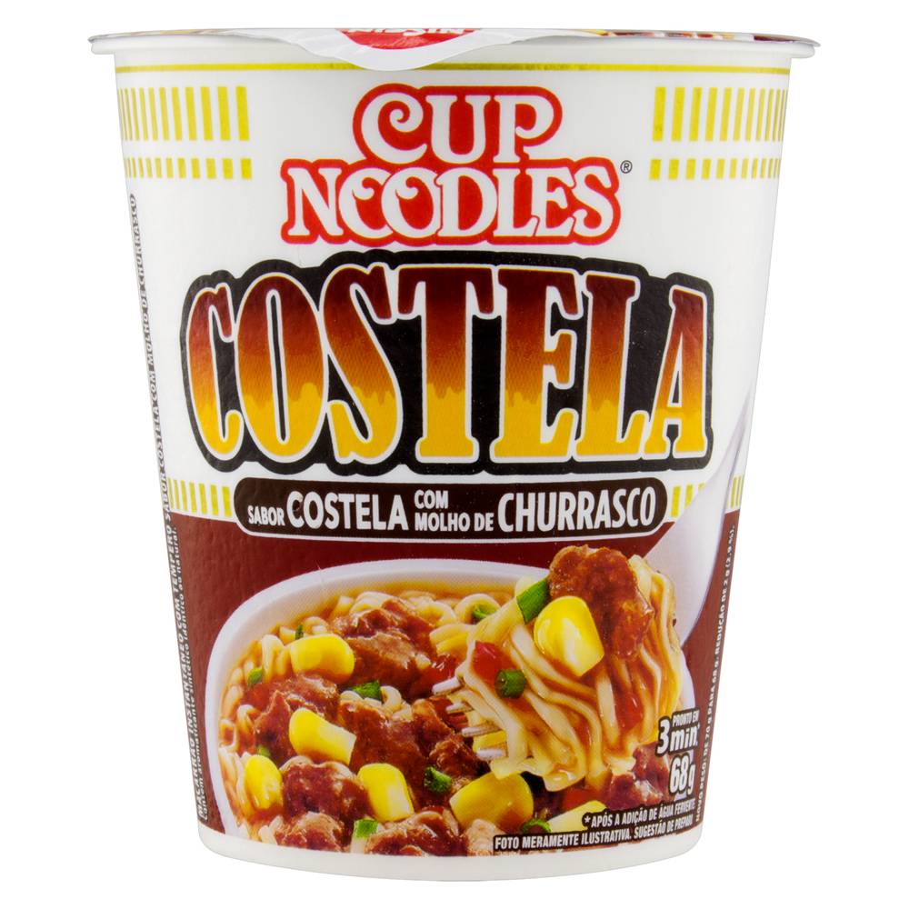 Cup noodles macarrão instantâneo sabor costela com molho de churrasco