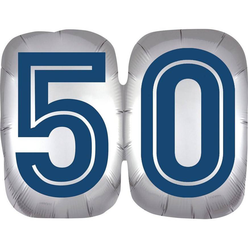 Uninflated 50 Milestone Birthday Foil Balloon, 25in x 20in - Happy Birthday Classic