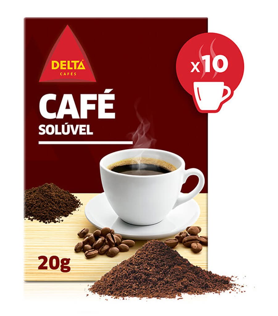 Delta - Café com cafeina solúvel, embalagem de 20g