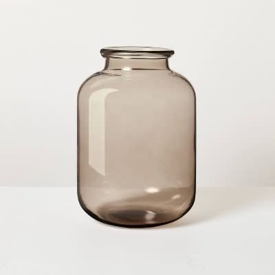 Hearth & Hand Decorative Flower Glass Vase, 9.5 in, Tan