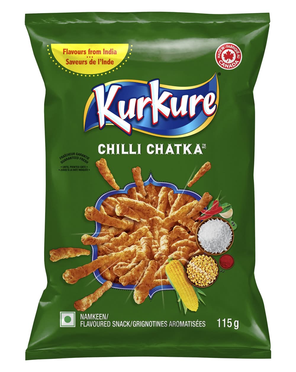 Kurkure collations (chilli chatka) - kurkure chilli chatka, chilli chatka (115 g)