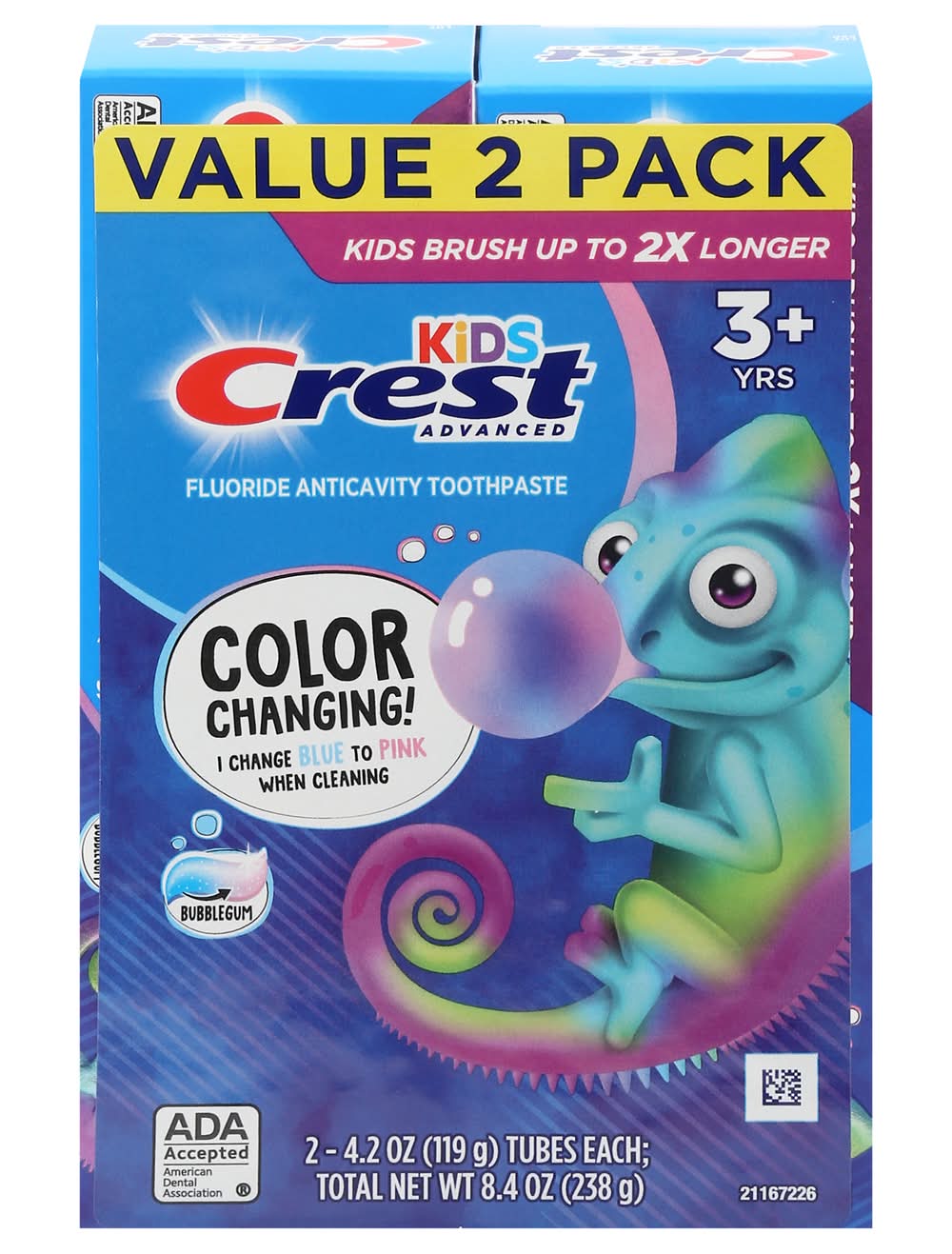 Crest Advanced Kids Fluoride Toothpaste, Bubblegum (2.1 oz)